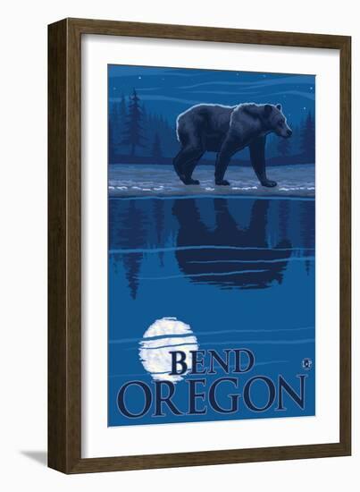 Bear in Moonlight, Bend, Oregon-Lantern Press-Framed Art Print
