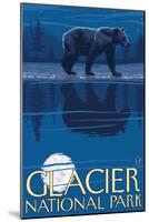 Bear in Moonlight, Glacier National Park, Montana-Lantern Press-Mounted Art Print