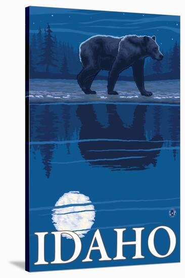 Bear in Moonlight, Idaho-Lantern Press-Stretched Canvas