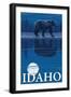 Bear in Moonlight, Idaho-Lantern Press-Framed Art Print