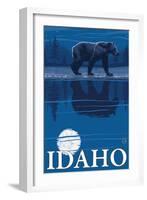 Bear in Moonlight, Idaho-Lantern Press-Framed Art Print
