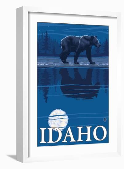 Bear in Moonlight, Idaho-Lantern Press-Framed Art Print