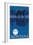 Bear in Moonlight, Montana-Lantern Press-Framed Art Print