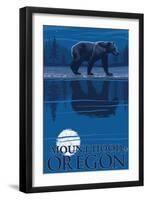 Bear in Moonlight, Mount Hood, Oregon-Lantern Press-Framed Art Print