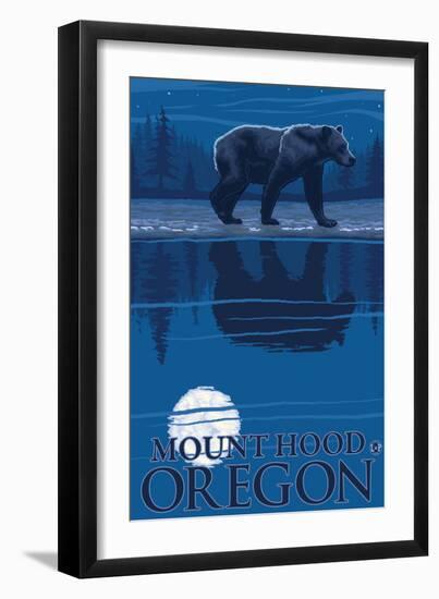 Bear in Moonlight, Mount Hood, Oregon-Lantern Press-Framed Art Print