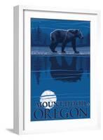 Bear in Moonlight, Mount Hood, Oregon-Lantern Press-Framed Art Print