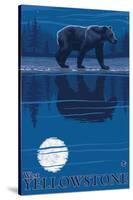 Bear in Moonlight, West Yellowstone, Montana-Lantern Press-Stretched Canvas