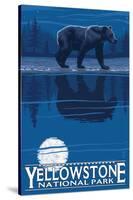 Bear in Moonlight, Yellowstone National Park-Lantern Press-Stretched Canvas