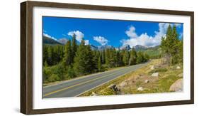 Bear Lake Road passing through forest, Rocky Mountain National Park, Colorado, USA-null-Framed Photographic Print