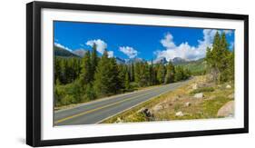 Bear Lake Road passing through forest, Rocky Mountain National Park, Colorado, USA-null-Framed Photographic Print