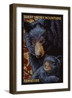 Bear Mosaic - Great Smoky Mountains, Tennesse-Lantern Press-Framed Art Print