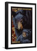 Bear Mosaic - Great Smoky Mountains, Tennesse-Lantern Press-Framed Art Print