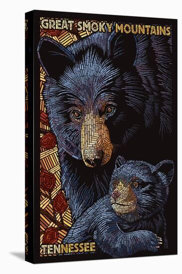 Bear Mosaic - Great Smoky Mountains, Tennesse-Lantern Press-Stretched Canvas