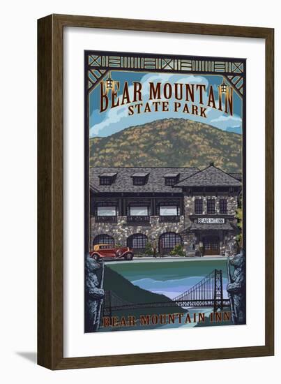 Bear Mountain State Park, New York - Bear Mountain Inn, c.2009-Lantern Press-Framed Art Print