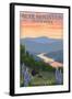 Bear Mountain State Park, New York - Bears and Spring Flowers-Lantern Press-Framed Art Print