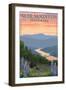 Bear Mountain State Park, New York - Bears and Spring Flowers-Lantern Press-Framed Art Print