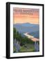 Bear Mountain State Park, New York - Bears and Spring Flowers-Lantern Press-Framed Art Print
