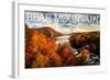 Bear Mountain State Park, New York - Bridge and Fall Foilage-Lantern Press-Framed Art Print