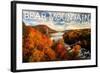 Bear Mountain State Park, New York - Bridge and Fall Foilage-Lantern Press-Framed Art Print