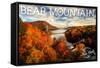 Bear Mountain State Park, New York - Bridge and Fall Foilage-Lantern Press-Framed Stretched Canvas