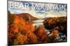 Bear Mountain State Park, New York - Bridge and Fall Foilage-Lantern Press-Mounted Art Print