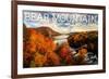 Bear Mountain State Park, New York - Bridge and Fall Foilage-Lantern Press-Framed Premium Giclee Print