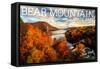 Bear Mountain State Park, New York - Bridge and Fall Foilage-Lantern Press-Framed Stretched Canvas