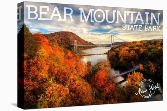 Bear Mountain State Park, New York - Bridge and Fall Foilage-Lantern Press-Stretched Canvas