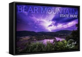 Bear Mountain State Park, New York - Purple Sky and Lightning-Lantern Press-Framed Stretched Canvas