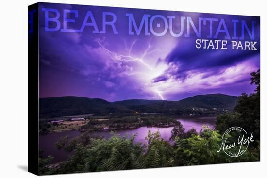 Bear Mountain State Park, New York - Purple Sky and Lightning-Lantern Press-Stretched Canvas