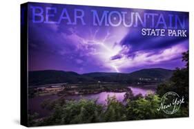 Bear Mountain State Park, New York - Purple Sky and Lightning-Lantern Press-Stretched Canvas