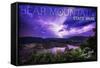 Bear Mountain State Park, New York - Purple Sky and Lightning-Lantern Press-Framed Stretched Canvas