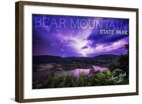 Bear Mountain State Park, New York - Purple Sky and Lightning-Lantern Press-Framed Art Print