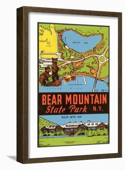Bear Mountain State Park - Vintage Window Decal-Lantern Press-Framed Art Print