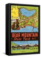 Bear Mountain State Park - Vintage Window Decal-Lantern Press-Framed Stretched Canvas