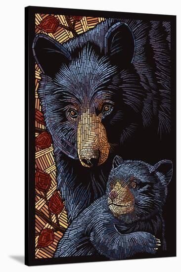 Bear - Paper Mosaic-Lantern Press-Stretched Canvas