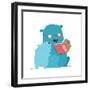 Bear Parent Reading Book to Kid. Animal Cartoon, Teddy Read and Education, Vector Illustration-Popmarleo-Framed Art Print