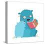 Bear Parent Reading Book to Kid. Animal Cartoon, Teddy Read and Education, Vector Illustration-Popmarleo-Stretched Canvas