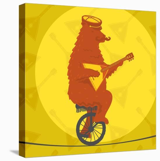 Bear Riding a Motorcycle on a Tightrope-JoeBakal-Stretched Canvas