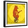 Bear Riding a Motorcycle on a Tightrope-JoeBakal-Framed Art Print