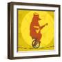 Bear Riding a Motorcycle on a Tightrope-JoeBakal-Framed Art Print