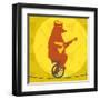 Bear Riding a Motorcycle on a Tightrope-JoeBakal-Framed Art Print