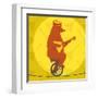Bear Riding a Motorcycle on a Tightrope-JoeBakal-Framed Art Print