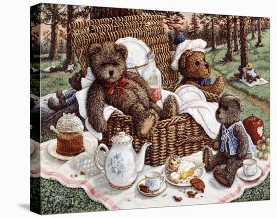 Bear's Picnic-Janet Kruskamp-Stretched Canvas