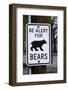 Bear Warning Sign, Silver Lake Resort, Eastern Sierra, California-David Wall-Framed Photographic Print