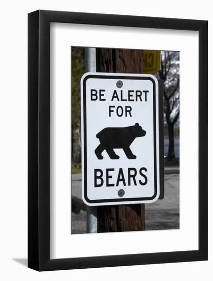 Bear Warning Sign, Silver Lake Resort, Eastern Sierra, California-David Wall-Framed Photographic Print