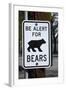 Bear Warning Sign, Silver Lake Resort, Eastern Sierra, California-David Wall-Framed Photographic Print