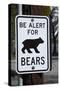 Bear Warning Sign, Silver Lake Resort, Eastern Sierra, California-David Wall-Stretched Canvas