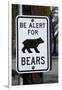 Bear Warning Sign, Silver Lake Resort, Eastern Sierra, California-David Wall-Framed Photographic Print