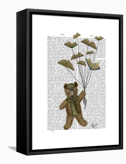 Bear with Book Butterflies-Fab Funky-Framed Stretched Canvas